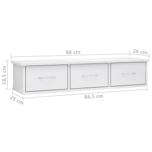 Dulap de perete cu sertare, alb extralucios, 88x26x18,5 cm, PAL - Img 6