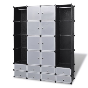 Dulap modular cu 18 compartimente alb și negru 37x146x180,5 cm - Img 2