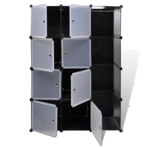 Dulap modular cu 9 compartimente, 37x115x150 cm, negru și alb - Img 4