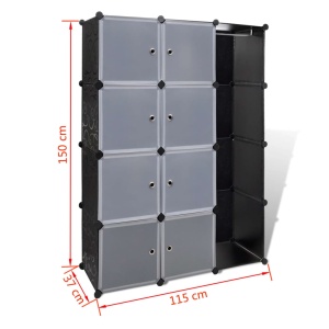 Dulap modular cu 9 compartimente, 37x115x150 cm, negru și alb - Img 6