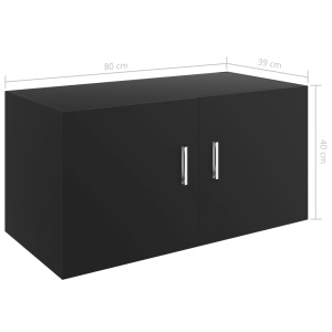 Dulap montat pe perete, negru, 80x39x40 cm, PAL - Img 7