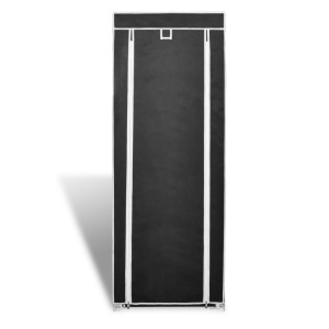Dulap pantofi cu husă din material textil 57 x 29 x 162 cm, Negru - Img 2