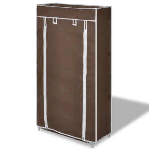Dulap pantofi cu husă din material textil, 58 x 28 x 106 cm, Maro - Img 3