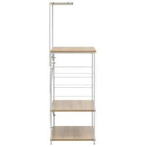 Dulap pentu cuptor microunde, alb &amp; stejar, 60x39,6x123 cm, PAL - Img 4