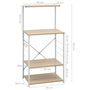 Dulap pentu cuptor microunde, alb &amp; stejar, 60x39,6x123 cm, PAL - Img 7