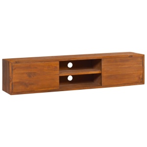 Dulap TV montat pe perete, 135 x 30 x 30 cm, lemn masiv de tec