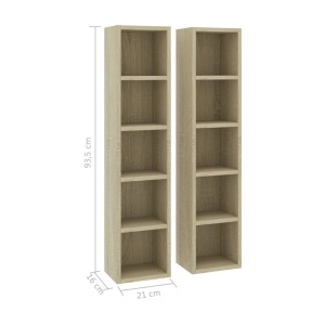Dulapuri CD-uri, 2 buc., stejar Sonoma, 21x16x93,5 cm, PAL - Img 5