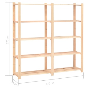 Etajere cu 5 niveluri, 10 buc, 170x38x170 cm, pin masiv, 500 kg - Img 7