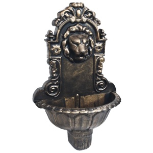Fântână de perete cu design cap de leu, bronz - Img 4