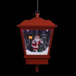 Felinar suspendat cu LED și Moș Crăciun, roșu, 27x27x45 cm - Img 4