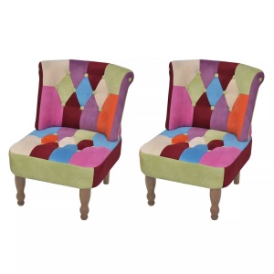 Fotolii franțuzești, 2 buc., model mozaic, material textil
