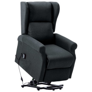 Fotoliu cu ridicare pe verticală, gri inchis, material textil - Img 2
