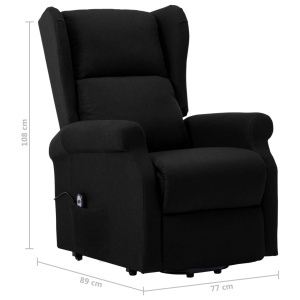 Fotoliu cu ridicare pe verticală, negru, material textil - Img 9