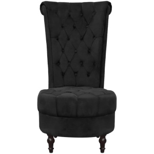 Fotoliu cu spătar inalt, negru, material textil - Img 2