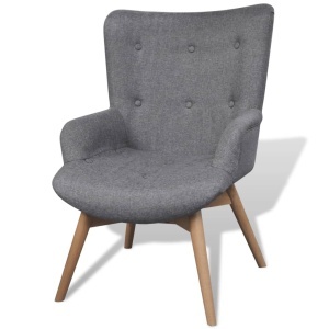 Fotoliu cu taburet pentru picioare, material textil, gri - Img 2