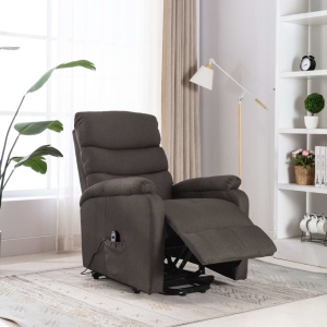 Fotoliu de masaj rabatabil vertical, gri taupe, material textil