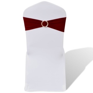 Funde elastice decorative scaun cu cataramă de diamant, 25 buc, bordo