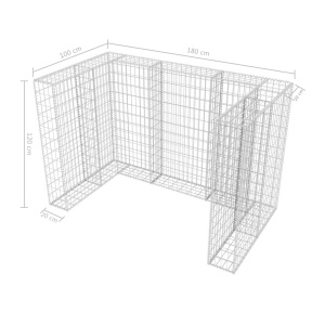 Gabion dublu ingrădire pubelă, oțel, 180 x 100 x 120 cm - Img 7