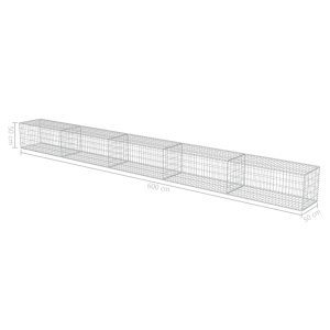 Gabion perete cu capace, 600 x 50 x 50 cm, oțel galvanizat - Img 5