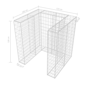 Gabion unic ingrădire pubelă, oțel, 110 x 100 x 120 cm - Img 9