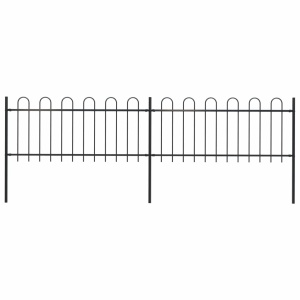 Gard de grădină cu vârf curbat, negru, 3,4 x 0,8 m, oțel