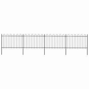 Gard de grădină cu vârf curbat, negru, 6,8 x 1,2 m, oțel