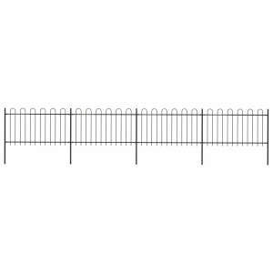 Gard de grădină cu vârf curbat, negru, 6,8 x 1 m, oțel