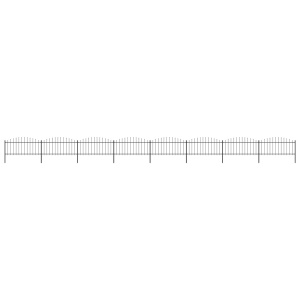 Gard de grădină cu vârf suliță, negru, (0,5-0,75) x 13,6 m oțel