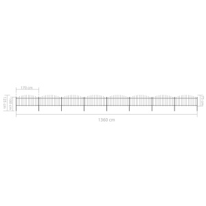 Gard de grădină cu vârf suliță, negru, (0,5-0,75) x 13,6 m oțel - Img 5