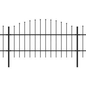 Gard de grădină cu vârf suliță, negru, (0,75-1)x13,6 m, oțel - Img 2