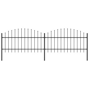 Gard de grădină cu vârf suliță, negru, (1-1,25) x 3,4 m oțel