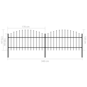 Gard de grădină cu vârf suliță, negru, (1-1,25) x 3,4 m oțel - Img 5