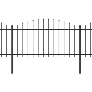 Gard de grădină cu vârf suliță, negru, (1,25-1,5)x3,4 m oțel - Img 2