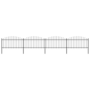 Gard de grădină cu vârf suliță, negru, (1,25-1,5)x6,8 m oțel