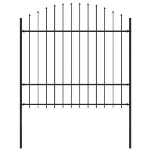 Gard de grădină cu vârf suliță, negru, (1,5-1,75) x 1,7 m, oțel