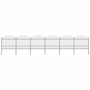 Gard de grădină cu vârf suliță, negru (1,5-1,75)x10,2 m oțel