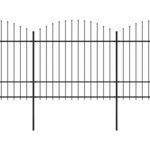 Gard de grădină cu vârf suliță, negru, (1,5-1,75)x6,8 m oțel - Img 2