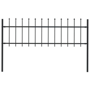 Gard de grădină cu vârf suliță, negru, 1,7 x 0,6 m, oțel