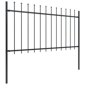 Gard de grădină cu vârf suliță, negru, 1,7 x 1 m, oțel - Img 2