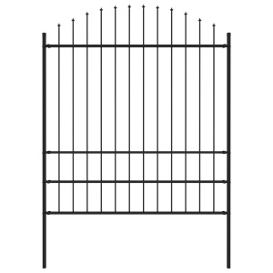 Gard de grădină cu vârf suliță, negru, (1,75-2) x 1,7 m oțel