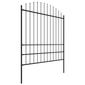 Gard de grădină cu vârf suliță, negru, (1,75-2) x 1,7 m oțel - Img 2