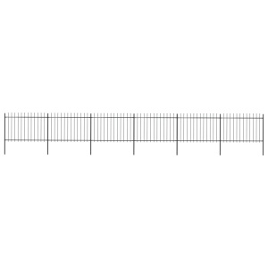 Gard de grădină cu vârf suliță, negru, 10,2 x 1,2 m, oțel