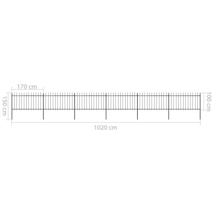 Gard de grădină cu vârf suliță, negru, 10,2 x 1 m, oțel - Img 5
