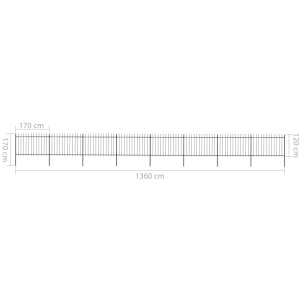 Gard de grădină cu vârf suliță, negru, 13,6 x 1,2 m, oțel - Img 5