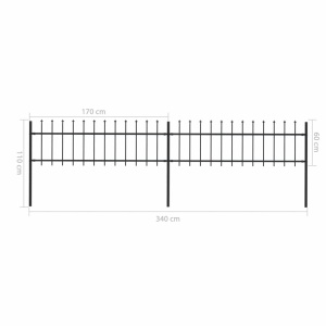 Gard de grădină cu vârf suliță, negru, 3,4 x 0,6 m, oțel - Img 5