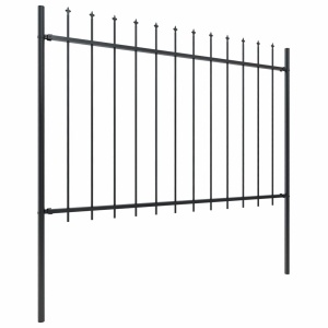 Gard de grădină cu vârf suliță, negru, 5,1 x 1,2 m, oțel - Img 2
