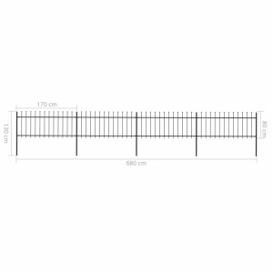 Gard de grădină cu vârf suliță, negru, 6,8 x 0,8 m, oțel - Img 5