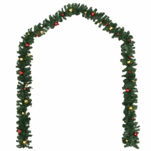 Ghirlande de Crăciun cu globuri, 4 buc., verde, 270 cm, PVC - Img 3