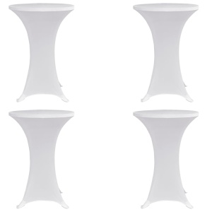 Husă de masă cu picior, Ø80 cm, alb, elastic, 4 buc.