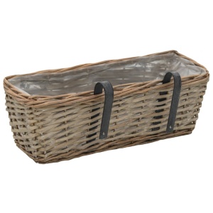 Jardinieră de balcon, 2 buc., 40 cm, răchită căptușeală PE - Img 6